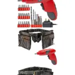 12‑Pocket Double Leather Tool Belt with Mini 4.8V Cordless Screwdriver