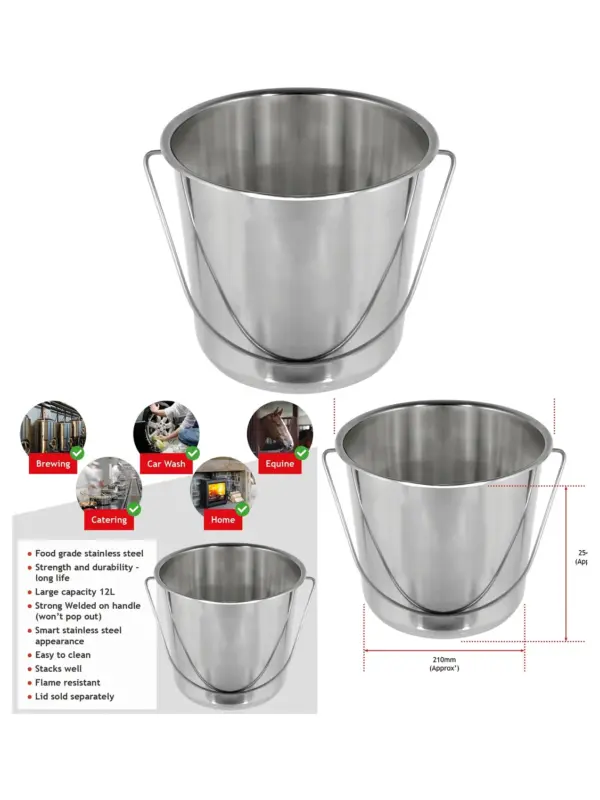 12L Farm Animal Feed & Water Bucket – Ideal for Chickens & Livestock