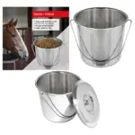 12L Heavy‑Duty Metal Bucket with Lid – Ideal for Horse Feed & Water