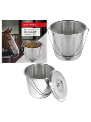 12L Heavy‑Duty Metal Bucket with Lid – Ideal for Horse Feed & Water