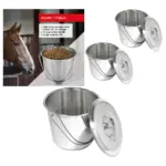 12L Heavy-Duty Metal Feed & Water Bucket with Lid – Set of 2