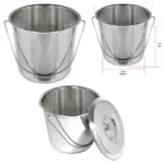 12L Large Heavy-Duty Stainless Steel Bucket with Lid & Handle