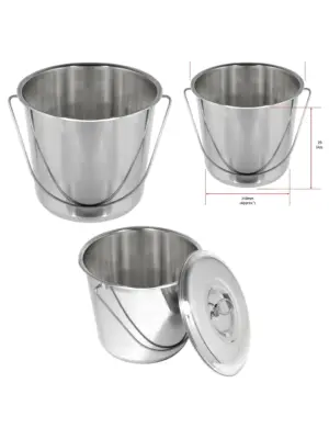 12L Large Heavy-Duty Stainless Steel Bucket with Lid & Handle