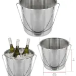 12L Silver Stainless Steel Ice & Champagne Bucket with Handle
