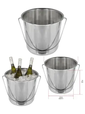 12L Silver Stainless Steel Ice & Champagne Bucket with Handle