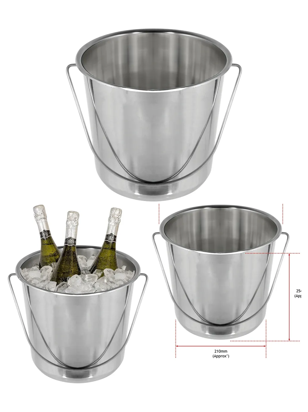 12L Silver Stainless Steel Ice & Champagne Bucket with Handle