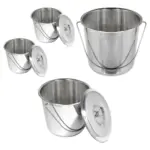 12L Stainless Steel Bucket with Lid – Heavy Duty, Dual Handles