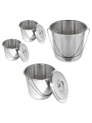 12L Stainless Steel Bucket with Lid – Heavy Duty, Dual Handles