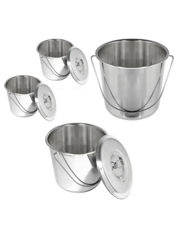 12L Stainless Steel Bucket with Lid – Heavy Duty, Dual Handles