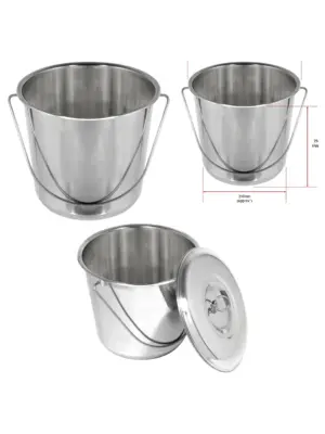 12L Stainless Steel Bucket with Lid – Heavy‑Duty Garage Spill Pail