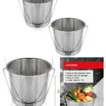 12L Stainless Steel Catering Bucket with Handle – Silver, 2 Pack