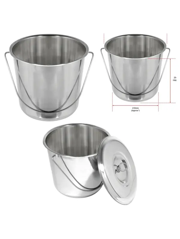 12L Stainless Steel Garden Bucket with Lid & Handle – Heavy Duty