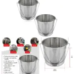 12L Stainless Steel Hand‑Held Bucket Set – Silver Pails