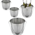 12L Stainless Steel Ice & Champagne Bucket with Handle, Silver 2-Pack