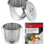 12L Stainless Steel Kitchen Bucket with Lid – Ideal for Catering & Bar