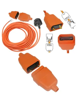 12m 13A 2-Core Power Plug for Lawn Mower, Strimmer & Hedge Trimmer