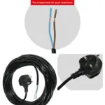 12m (40ft) Black Power Cord with UK Plug – Extension for Vax Vacuums