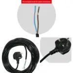 12m Black Extension Lead UK Plug for Spear & Jackson Mower & Strimmer