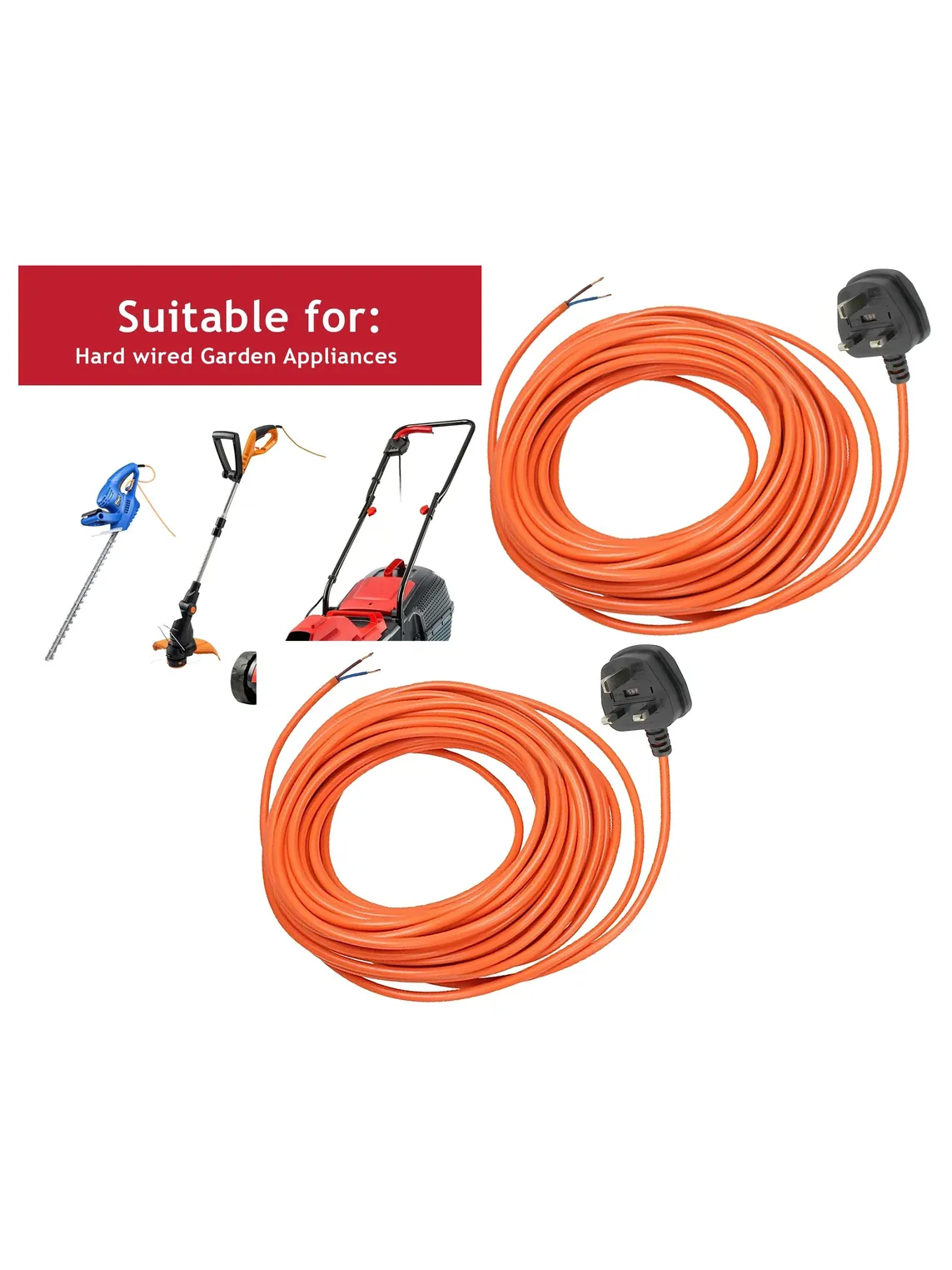 12m Power Cable for McGregor Lawn Mower, Strimmer & Hedge Trimmer