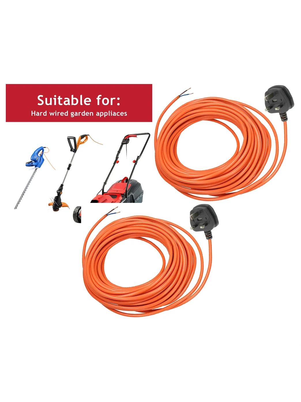12m Power Cable with Lead Plug – fits strimmers, trimmers & mowers