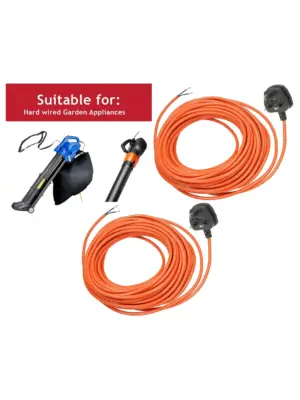 12m Universal 3‑Pin Power Cable for Leaf Blowers & Garden Vacuums