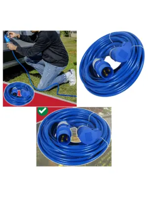 14m Heavy-Duty 240V Outdoor Extension Lead Caravan & Motorhome Blue