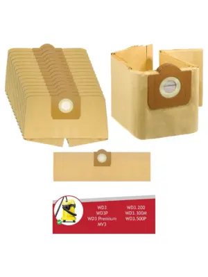 15-Pack Karcher WD3/MV3 Wet‑Dry Vacuum Dust Bags – Compatible