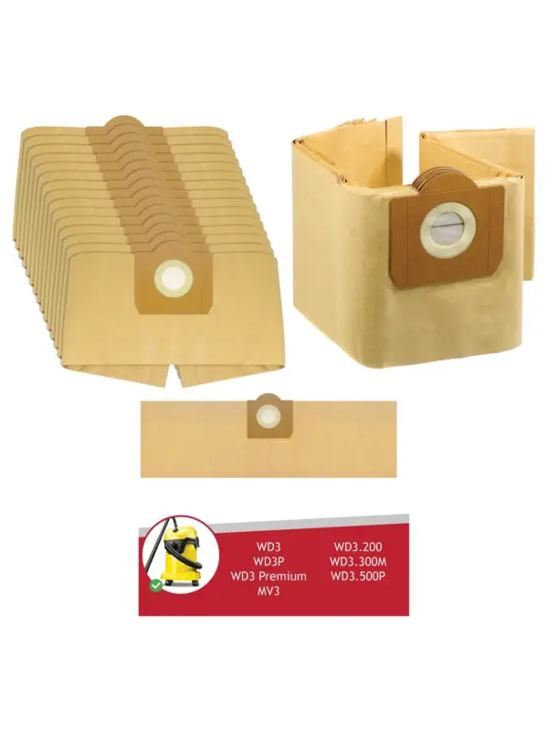 15-Pack Karcher WD3/MV3 Wet‑Dry Vacuum Dust Bags – Compatible