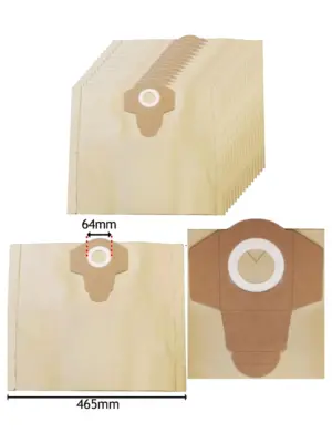 15-Pack Replacement Dust Bags for Ozito 20L Wet/Dry Vacuum VWD-1220U