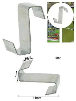 150pcs 10mm Overlap Aluminium Z‑Clips for Greenhouse Glass Glazing