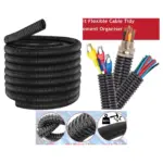 15m Black Flexible Cable Sleeve – 51mm Diameter Wire Management Tubing
