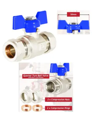 15mm Blue Lever Butterfly Valve – Quarter‑Turn Water Shut‑off Kit