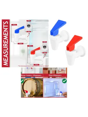 15mm Universal Water Dispenser Faucet Kit – Lever Spout in Blue & Red