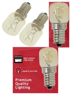 15W E14 Oven Light Bulb – Pygmy SES Lamp for Bush Cookers, Pack of 2