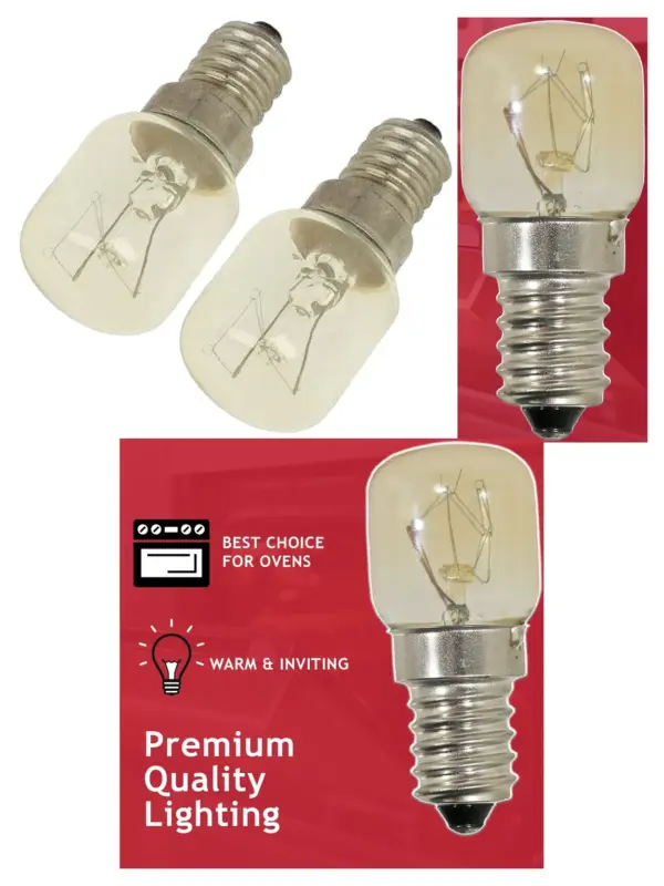 15W E14 Oven Light Bulb – Pygmy SES Lamp for Bush Cookers, Pack of 2