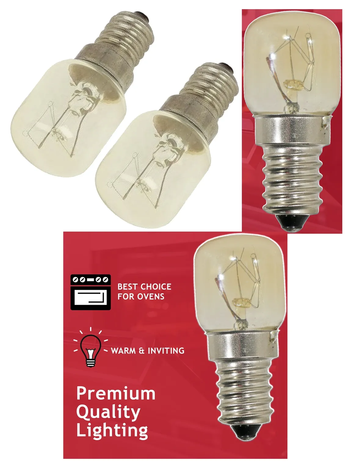 15W E14 Oven Light Bulb – Pygmy SES Lamp for Bush Cookers, Pack of 2