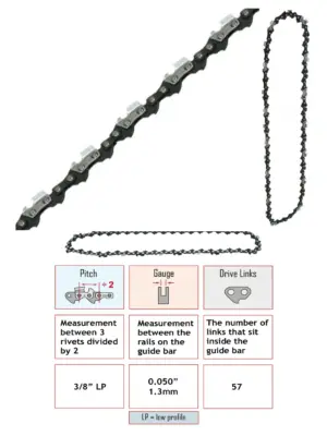 16" (40cm) 57-Drive Link Chainsaw Chain for Qualcast CS40/GCS400