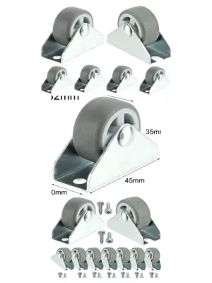 16 Mini 32mm (1") Caster Wheels with Screws for Bed/Drawer/Cabinet