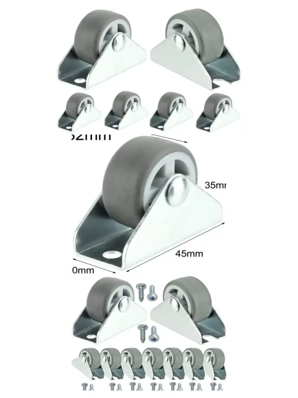16 Mini 32mm (1") Caster Wheels with Screws for Bed/Drawer/Cabinet