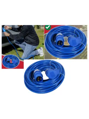 16A 14m Outdoor Extension Lead for Caravan & Motorhome - Blue 1.5mm²