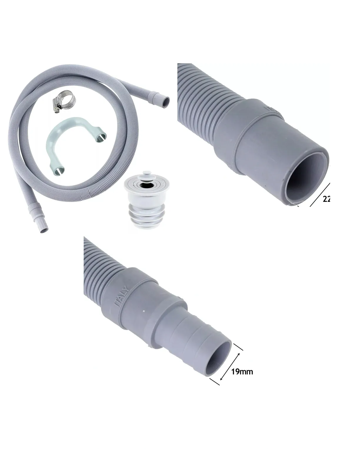 2.5m Drain Hose & Seal Plug Kit for Washing Machine & Dishwasher