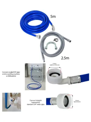 2.5m Fill & 5m Drain Hose Set for Frigidaire, Daewoo & Fagor Washers
