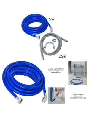 2.5m Fill Hose + 5m Drain Hose Set for Bosch/Neff/Siemens Washers