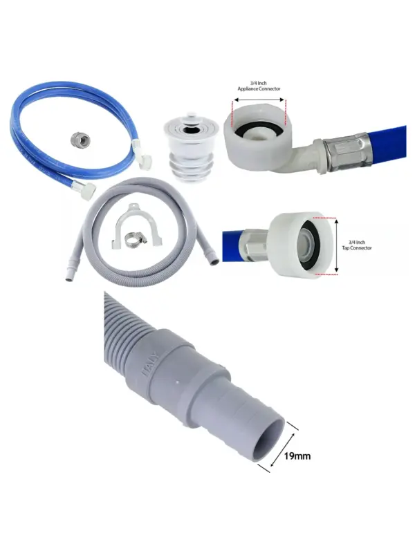 2.5m Fill Pipe, Drain Hose & Seal Plug Kit for Washers & Dishwashers