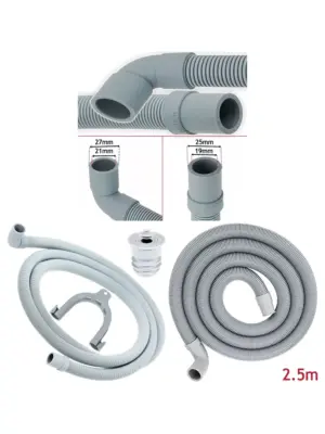 2.5m Right-Angle Drain Hose & Seal Plug Kit for Washers & Dishwashers