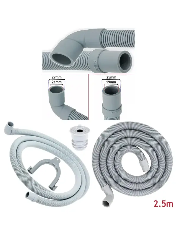 2.5m Right-Angle Drain Hose & Seal Plug Kit for Washers & Dishwashers