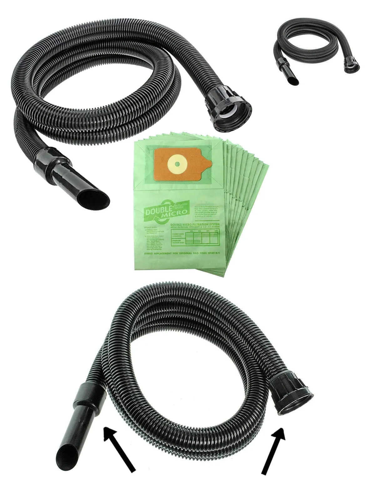 2.6m Extra-Long Hose & 10 Dust Bags - Fits Numatic Henry, Hetty, James