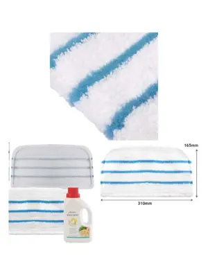 2 Microfiber Pads for Black & Decker Steam Mop + 500ml Detergent
