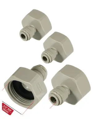 2-Pack 1/4" Push-Fit to 3/4" BSP Female Adapter for Fridge Water Line