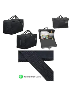 2-Pack 100L Black Canvas Art Bag – Extra Large Organizer for Paintings